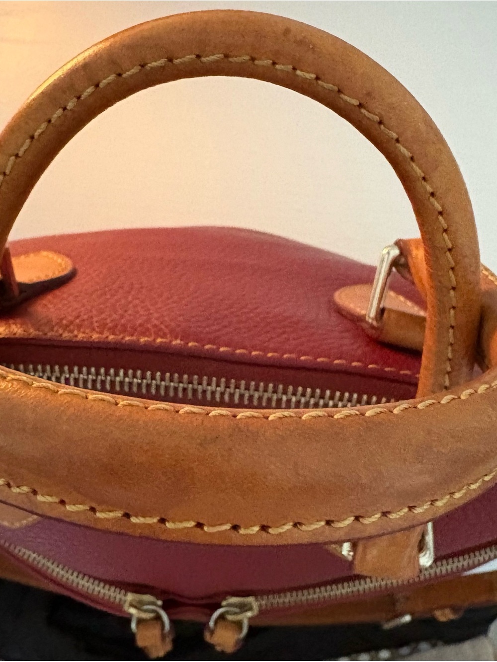 Dooney & Bourke Dillen Burgundy Leather Satchel with Tan Trim - Picture 3 of 10
